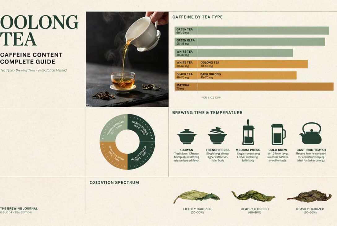 Oolong Tea Caffeine Content Complete Guide: Tea Type, Brewing Time, & Preparation Method