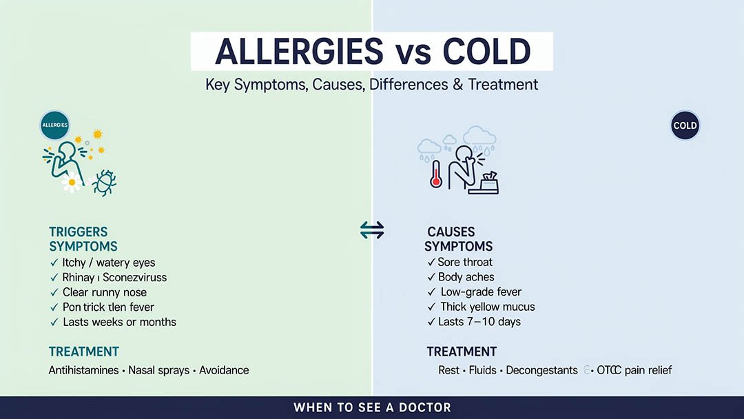 Allergies vs Cold: Key Symptoms, Causes, Differences, and Treatment Options